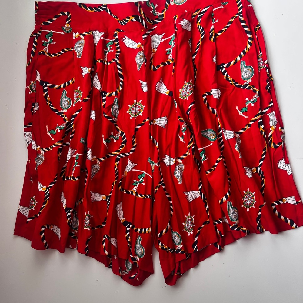 Venezia Red nautical costal high waist free flowing plus size vintage shorts